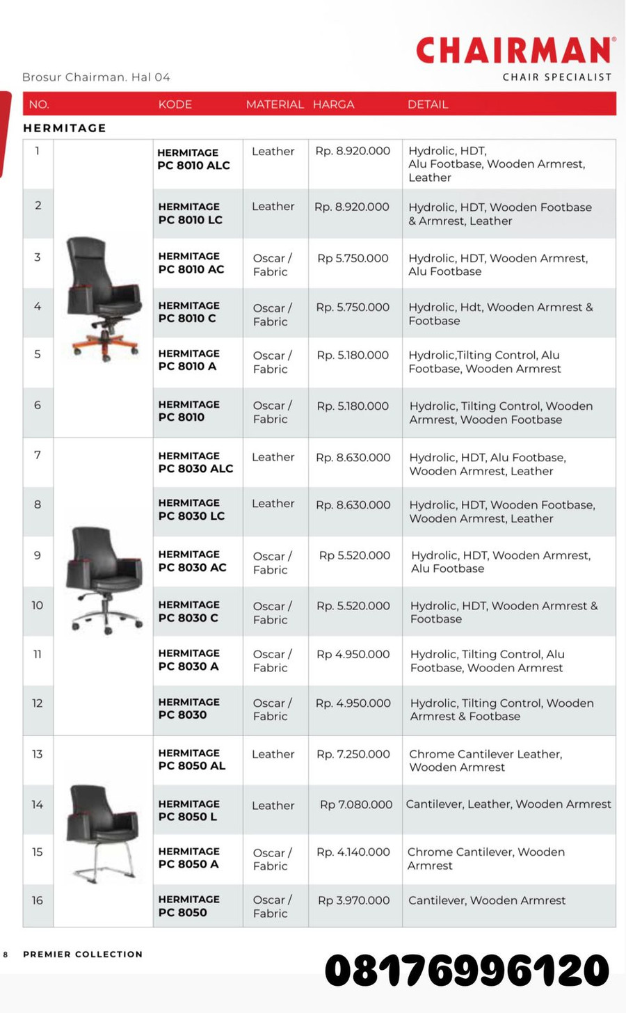 Kursi Kantor Chairman HERMITAGE PC 8010 ALC 8010 LC 8010 AC 8010 C 8010 A 8010 8030 ALC 8030 LC 8030 AC 8030 C 8030 A 8030 8050 AL 8050 L 8050 A 8050