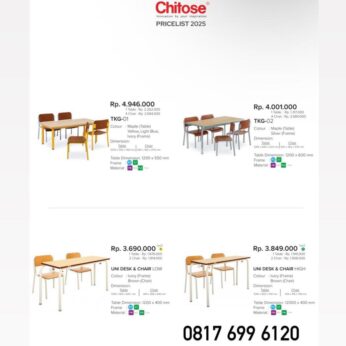 Kursi Kantor Chitose TKG-01 TKG-02 UNI DESK & CHAIR LOW UNI DESK & CHAIR HIGH