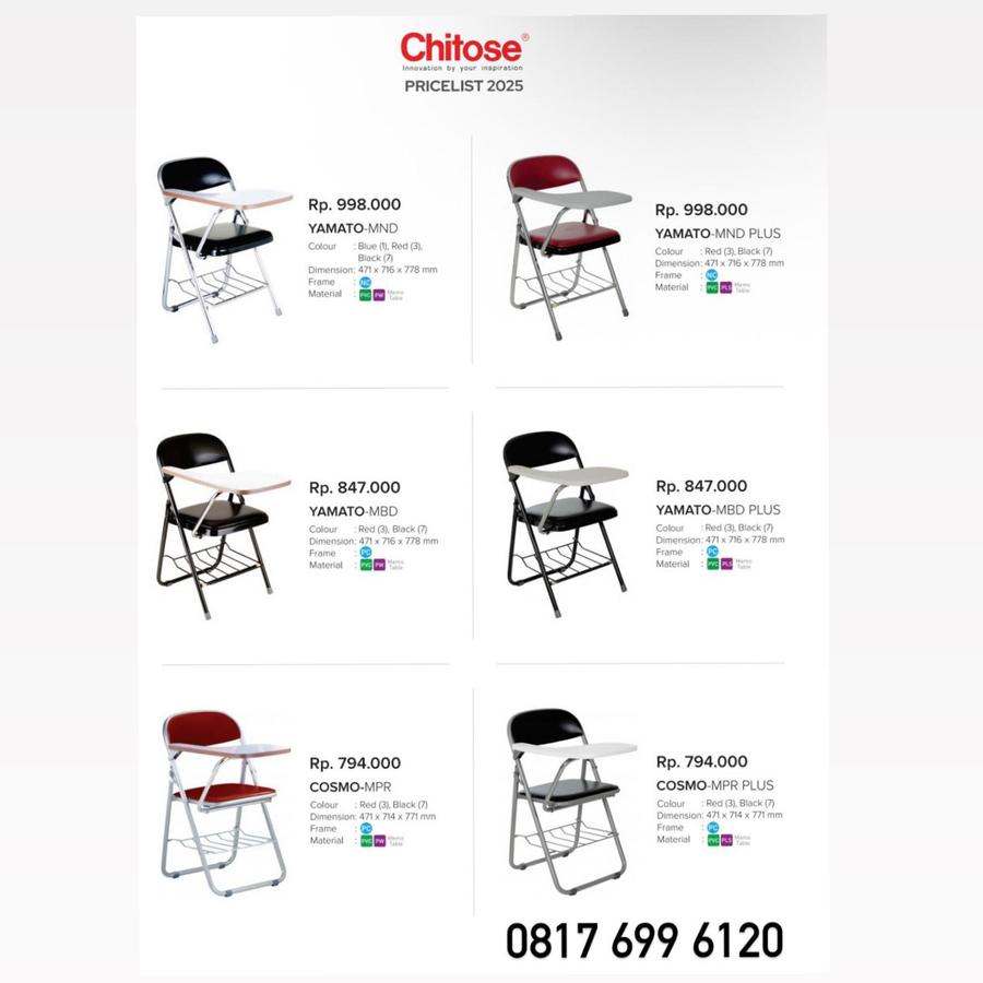 Kursi Kantor Chitose YAMATO-MND YAMATO-MND PLUS YAMATO-MBD YAMATO-MBD PLUS COSMO-MPR COSMO-MPR PLU