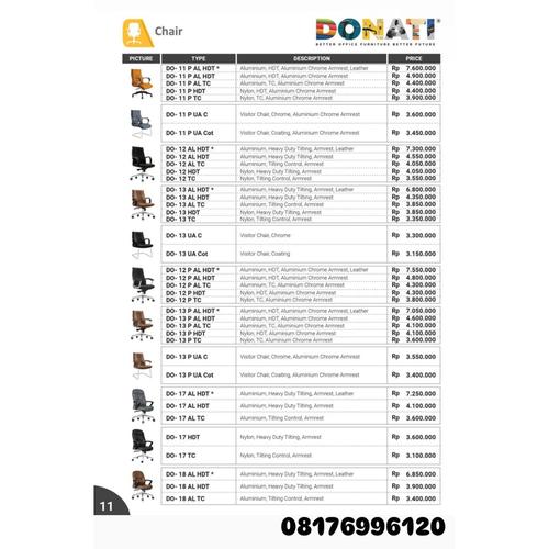 Kursi Kantor Donati DO- 11 P AL HDT 11 P AL TC 11 P HDT 11 P TC 11 P UA C 11 P UA Cot DO- 12 AL HDT 12 AL TC 12 HDT 12 TC DO- 13 AL HDT 13 AL TC 13 HDT 13 TC 13 UA C 13 UA Cot DO- 12 P AL HDT 12 P AL TC 12 P HDT 12 P TC DO- 13 P AL HDT 13 P AL TC 13 P HDT