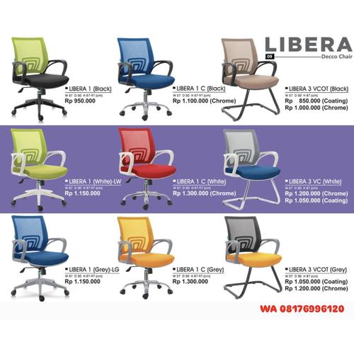 Kursi Kantor Donati Decco LIBERA 1 (Black) LIBERA 1 C (Black) LIBERA 3 VCOT (Black) LIBERA 1 (White)-LW LIBERA 1 C (White) LIBERA 3 VC (White) LIBERA 1 (Grey)-LG LIBERA 1 C (Grey) LIBERA 3 VCOT (Grey)
