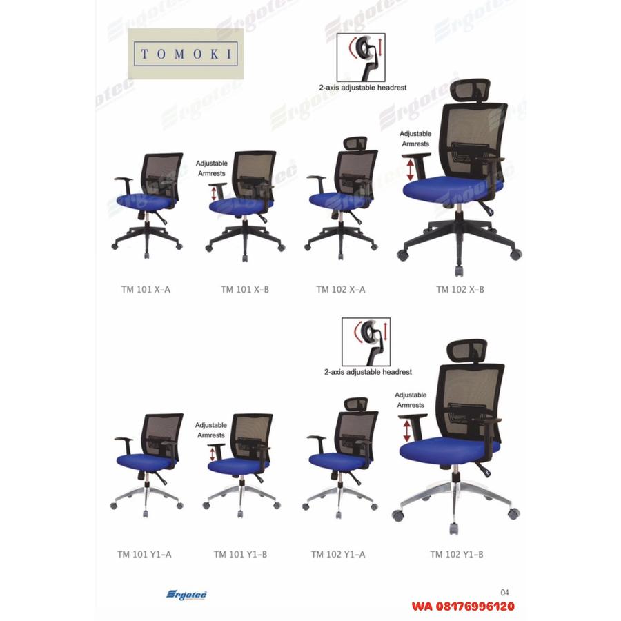 Kursi Kantor Ergotec TOMOKI TM 101 X-A TM 101 X-B TM 102 X-A TM 102 X-B TM 101 Y1-A TM 101 Y1-B TM 102 Y1-A TM 102 Y1-B