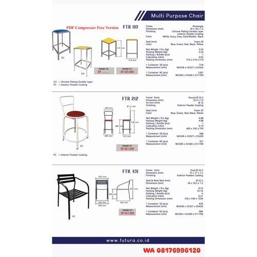 Kursi Kantor Futura FTR 110 FRAME CH FRAME PC FTR 212 FRAME PC FTR 431 FRAME PC