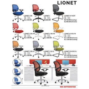Kursi Kantor Ichiko Eco LIONET I CR LIONET I LIONET IV VCOT LIONET I CR/W LIONET I/W/W LIONET III VCR/W LIONET I CR/G LIONET I/G/G LIONET III VCOT/G