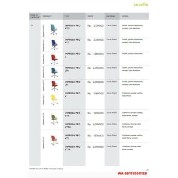 Kursi Kantor Savello IMPRESA PRO HTO PRO HT1 PRO L PRO LTO PRO LT1 PRO V PRO VTO PRO VTOA PRO VT1 PRO VT1A