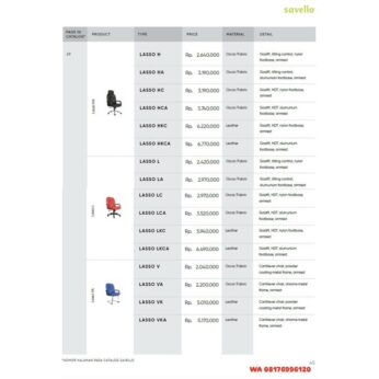 Kursi Kantor Savello LASSO H HA HC HCA HKC HKCA L LA LC LCA LKC LKCA V VA VK VKA