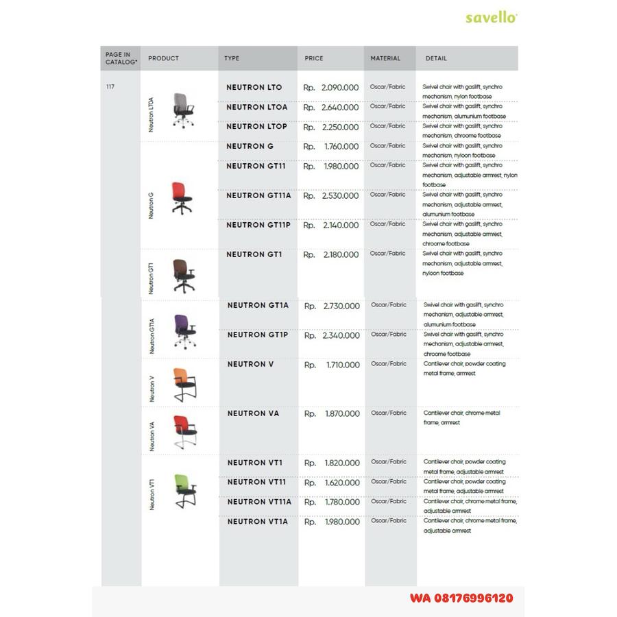 Kursi Kantor Savello NEUTRON LTO LTOA LTOP G GT11 GT11A GT11P GT1 GT1A GT1P V VA VT1 VT11 VT11A VT1A