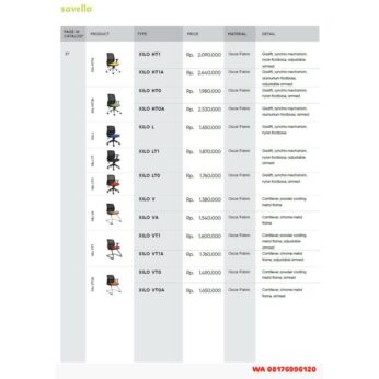 Kursi Kantor Savello XILO HT1 HT1A HT0 HT0A L LT1 LT0 V VA VT1 VT1A VT0 VT0A