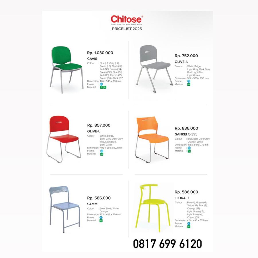 Kursi Resto Chitose CAVIS OLIVE-A OLIVE-U SANKEI C-395 SAMM FLORA-H