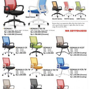 Kursi Kantor Ichiko Eco ROMAN I ROMAN I/W/W ROMAN II CR ROMAN II ROMAN III VCOT ROMAN II CR/W ROMAN II/W/W ROMAN III VCR/W ROMAN II CR/G ROMAN II/G/G ROMAN III VCR/G